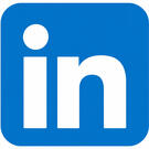 LinkedIn Logo for linked in, white lettering on blue background